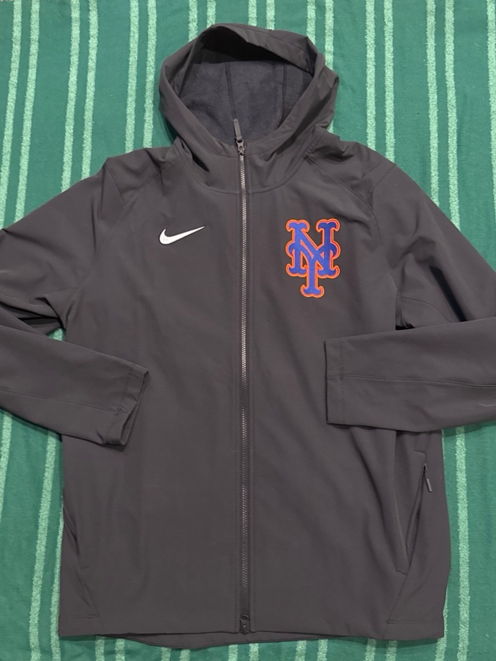 Nike Black men’s Full-Zip Hooded Jacket with Orange & Blue Team Logo